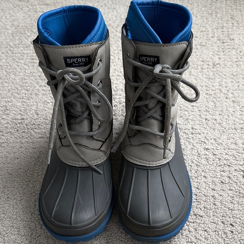 Sperry Harbor Boot kids grey and blue boots